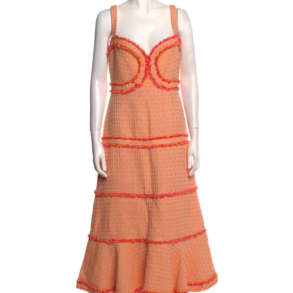 Chic Orange and Pink Tweed Dress